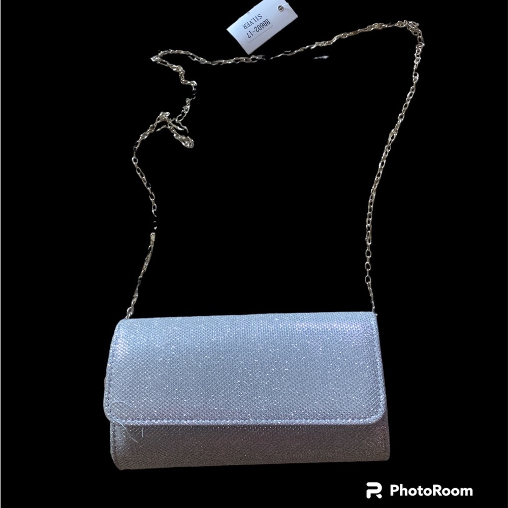 New silver glitter crossbody/clutch purse
